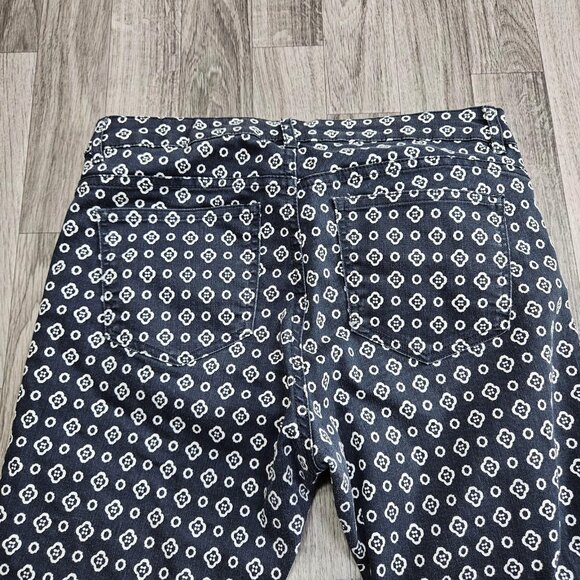 H&M Jeans Womens 8 Navy Blue White Geometric Print Skinny Cotton Stretch Pants - Picture 3 of 10